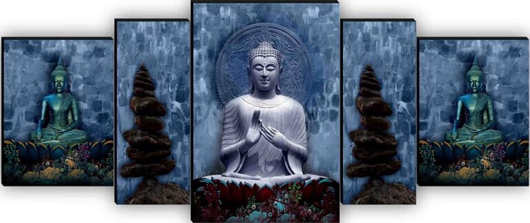 Mission Buddhist Economy. 22 Set OF 5 Buddha UV Textured Painting.