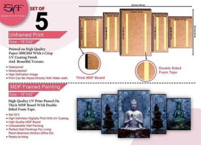 Set OF 5 Buddha UV Textured Painting.2