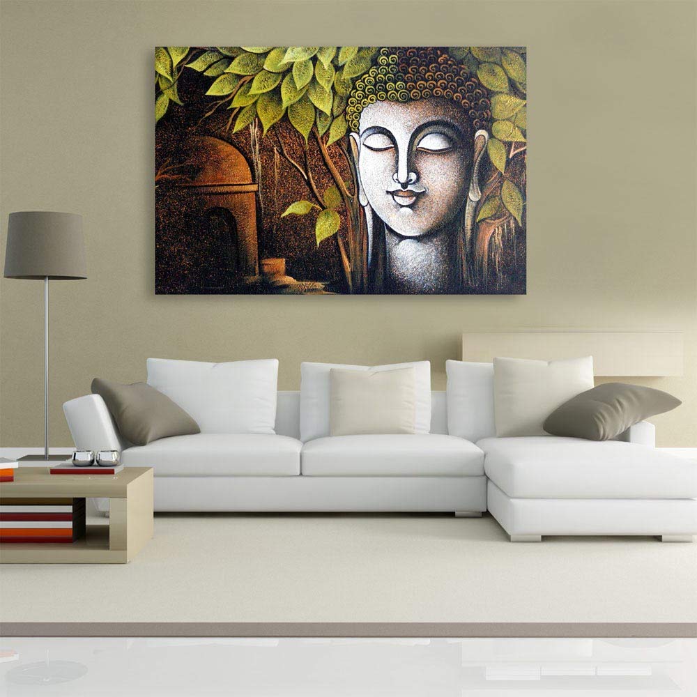 8 Principles of buddhism impact on life. 2 Cotton wood buddha wall painting.