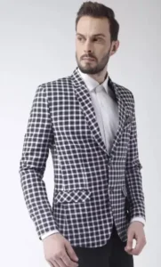 Checkerd full sleeve blazer for men wedding.